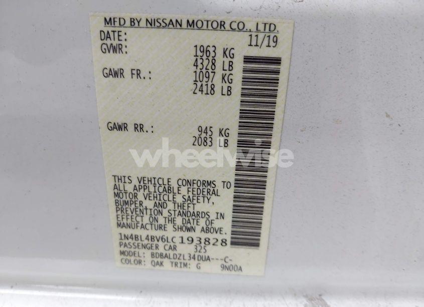 Photo 9 of 2020 Nissan Altima S FWD (VIN 1N4BL4BV6LC193828)