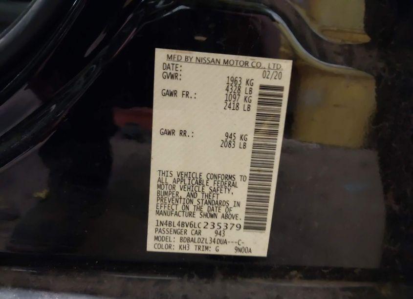 Photo 9 of 2020 Nissan Altima S FWD (VIN 1N4BL4BV6LC235379)