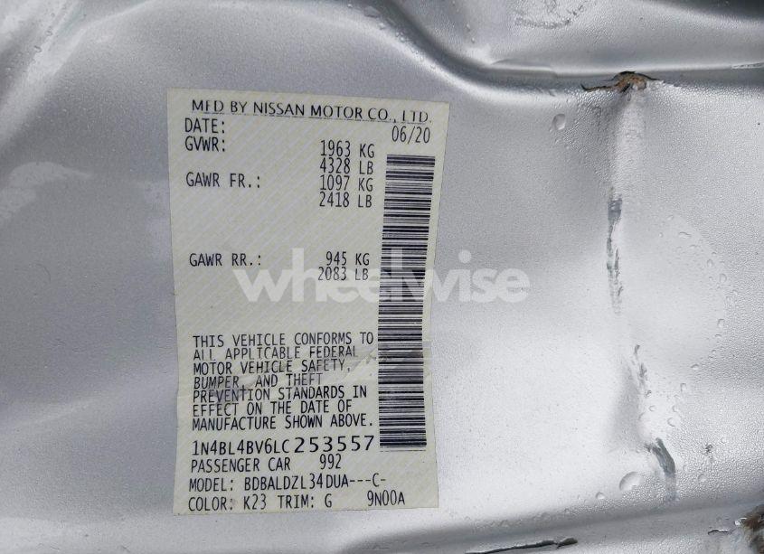 Photo 9 of 2020 Nissan Altima S FWD (VIN 1N4BL4BV6LC253557)