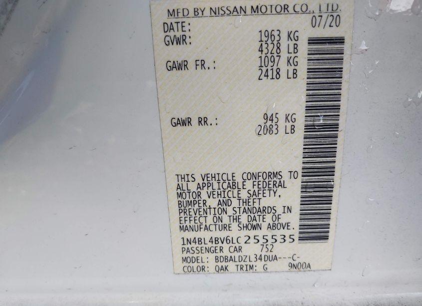 Photo 9 of 2020 Nissan Altima S FWD (VIN 1N4BL4BV6LC255535)