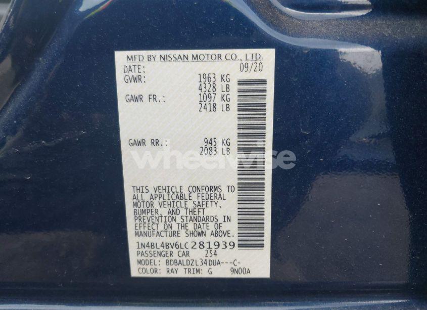 Photo 9 of 2020 Nissan Altima S FWD (VIN 1N4BL4BV6LC281939)