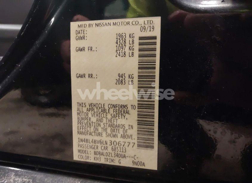 Photo 9 of 2020 Nissan Altima S FWD (VIN 1N4BL4BV6LN306777)