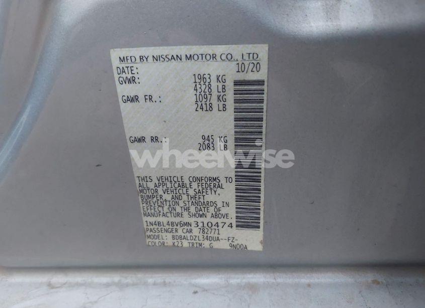 Photo 9 of 2021 Nissan Altima S FWD (VIN 1N4BL4BV6MN310474)
