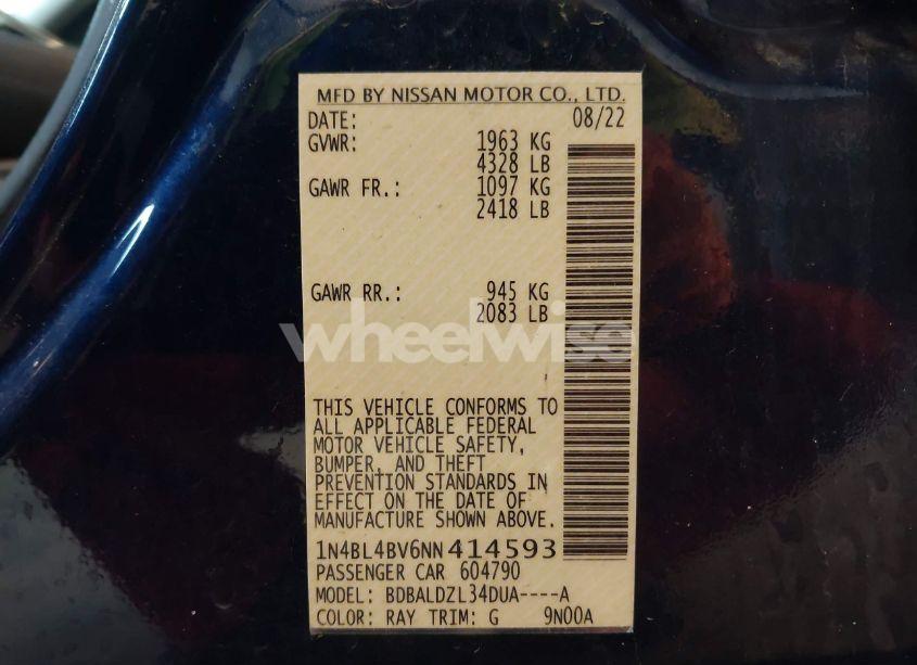 Photo 9 of 2022 Nissan Altima S FWD (VIN 1N4BL4BV6NN414593)