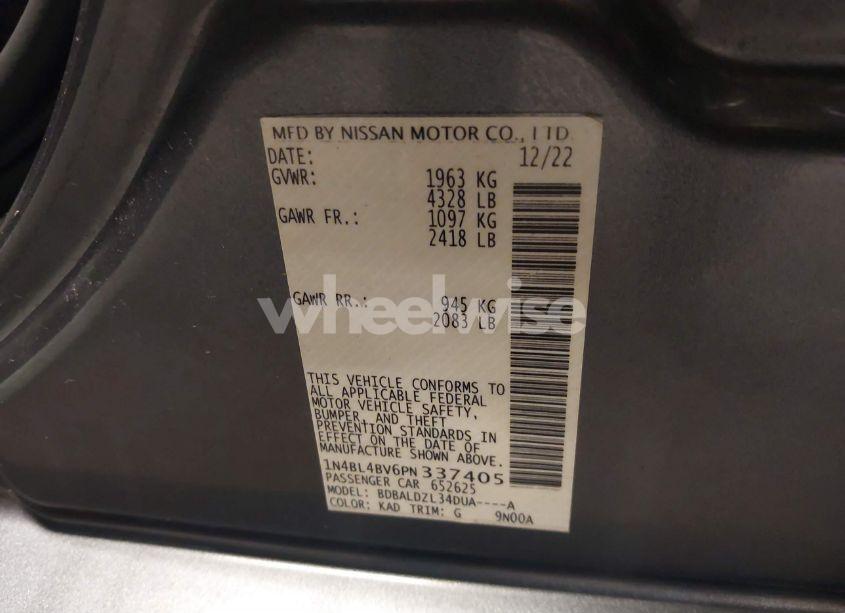 Photo 9 of 2023 Nissan Altima S FWD (VIN 1N4BL4BV6PN337405)