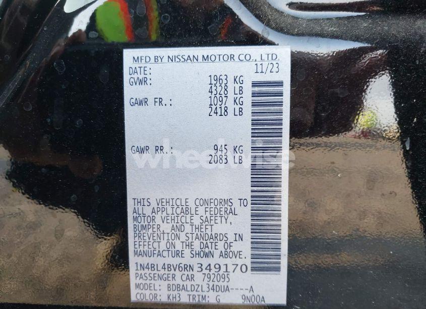 Photo 9 of 2024 Nissan Altima S FWD (VIN 1N4BL4BV6RN349170)