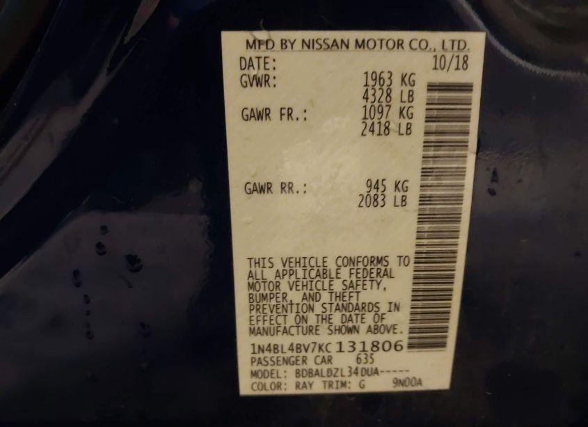 Photo 9 of 2019 Nissan Altima 2.5 S (VIN 1N4BL4BV7KC131806)