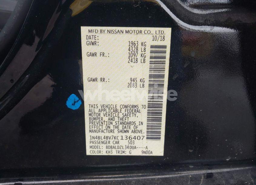 Photo 9 of 2019 Nissan Altima 2.5 S (VIN 1N4BL4BV7KC136407)