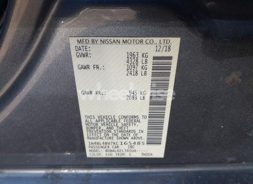 Photo 9 of 2019 Nissan Altima 2.5 S (VIN 1N4BL4BV7KC165485)