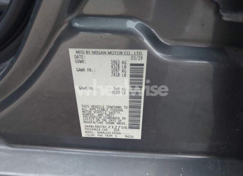 Photo 9 of 2019 Nissan Altima 2.5 S (VIN 1N4BL4BV7KC212756)