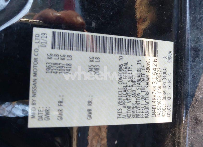 Photo 9 of 2019 Nissan Altima 2.5 S (VIN 1N4BL4BV7KN316426)