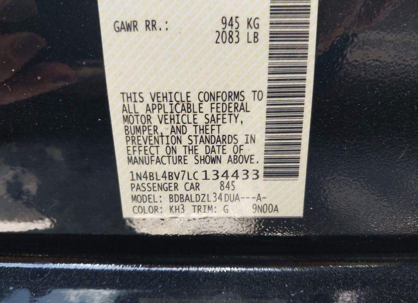 Photo 9 of 2020 Nissan Altima S FWD (VIN 1N4BL4BV7LC134433)