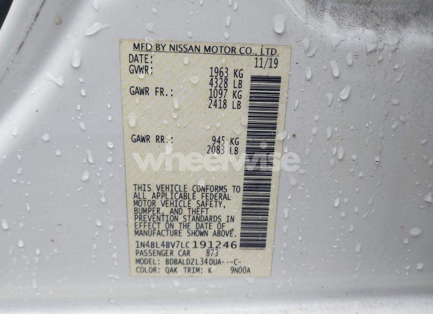 Photo 9 of 2020 Nissan Altima S FWD (VIN 1N4BL4BV7LC191246)