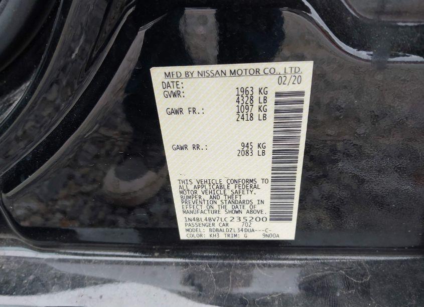 Photo 9 of 2020 Nissan Altima S FWD (VIN 1N4BL4BV7LC235200)