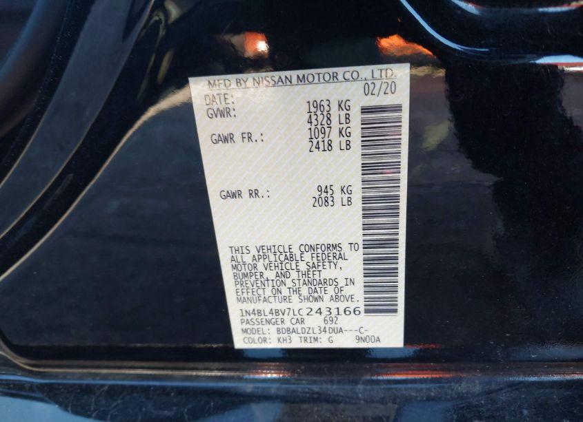 Photo 9 of 2020 Nissan Altima S FWD (VIN 1N4BL4BV7LC243166)