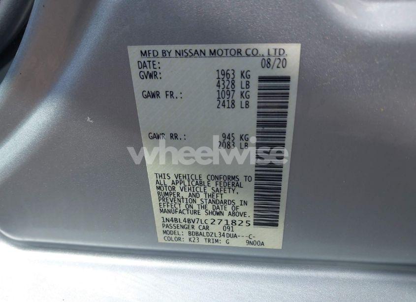 Photo 9 of 2020 Nissan Altima S FWD (VIN 1N4BL4BV7LC271825)