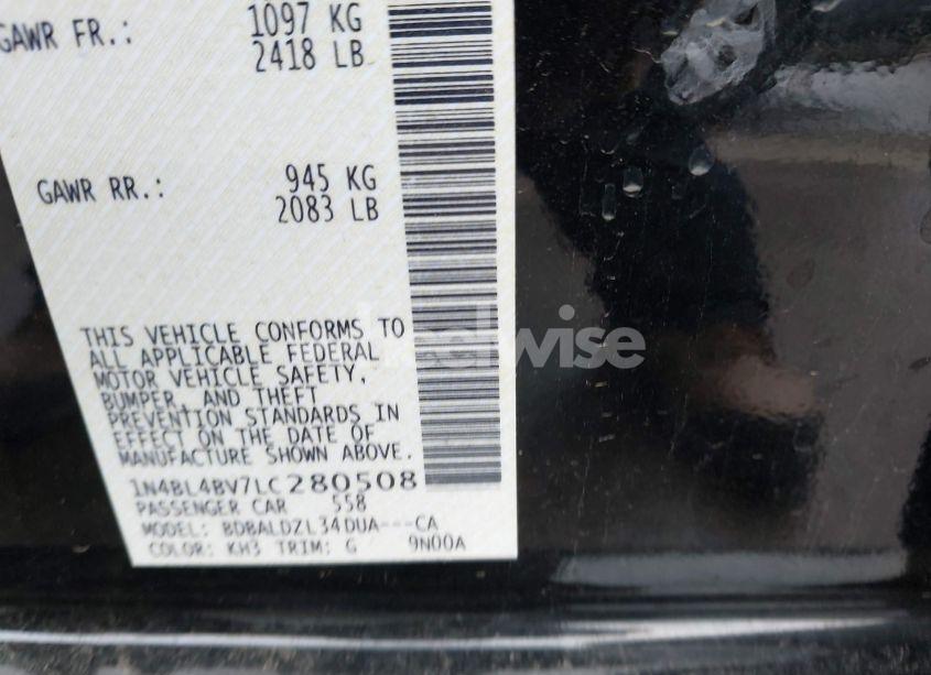 Photo 9 of 2020 Nissan Altima S FWD (VIN 1N4BL4BV7LC280508)