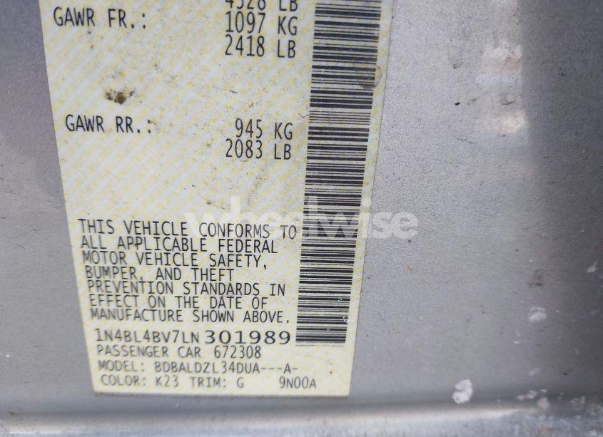 Photo 9 of 2020 Nissan Altima S FWD (VIN 1N4BL4BV7LN301989)