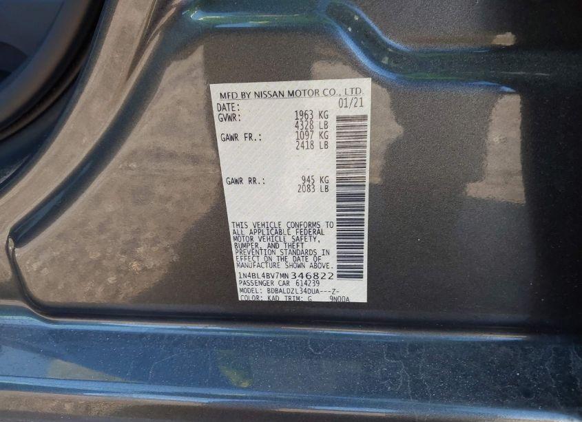 Photo 9 of 2021 Nissan Altima S FWD (VIN 1N4BL4BV7MN346822)