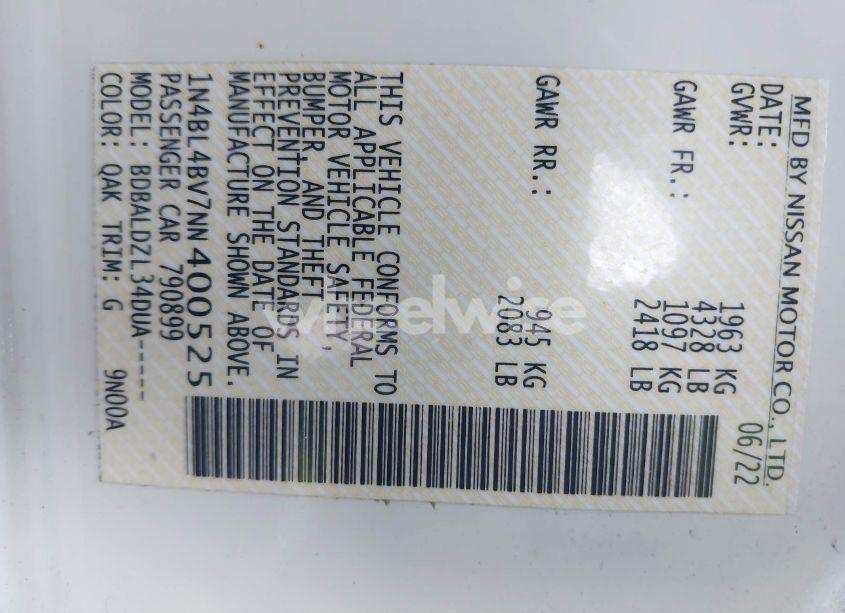 Photo 9 of 2022 Nissan Altima 2.5 S (VIN 1N4BL4BV7NN400525)