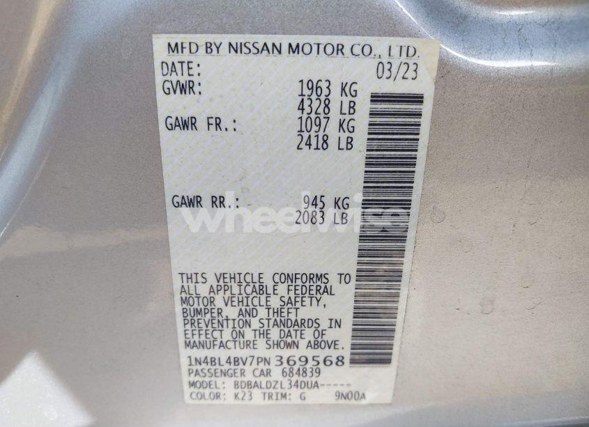 Photo 9 of 2023 Nissan Altima S FWD (VIN 1N4BL4BV7PN369568)