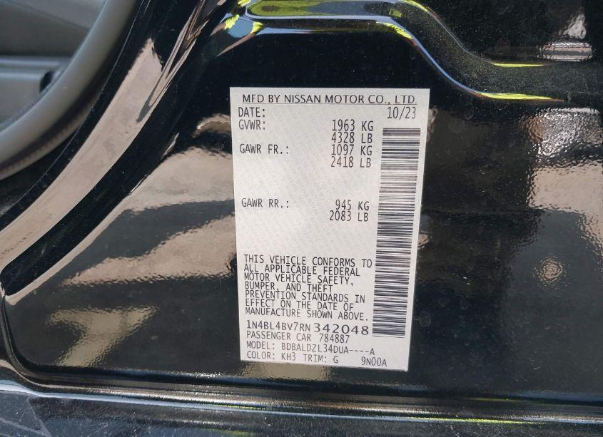 Photo 9 of 2024 Nissan Altima S FWD (VIN 1N4BL4BV7RN342048)