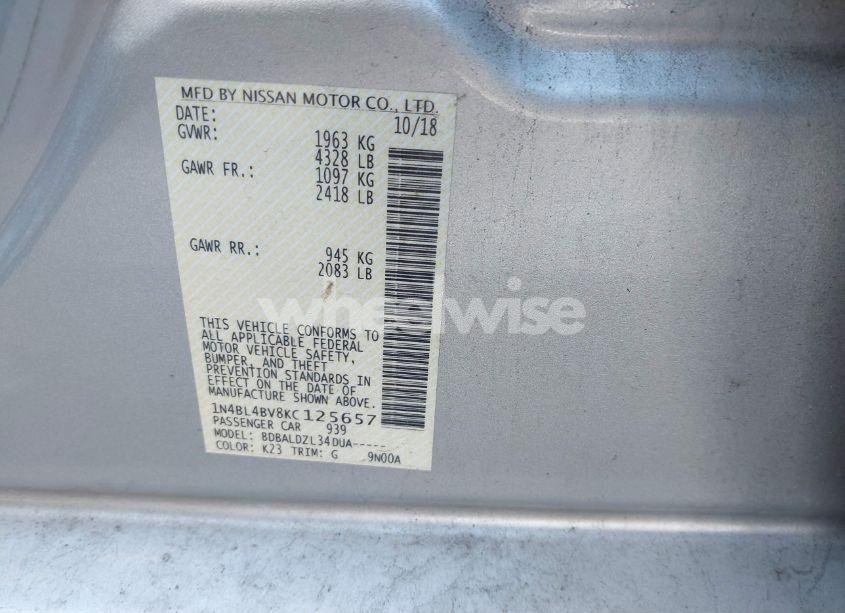 Photo 9 of 2019 Nissan Altima 2.5 S (VIN 1N4BL4BV8KC125657)