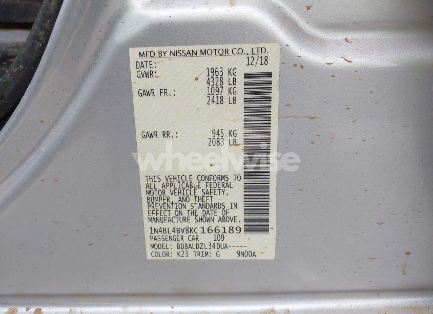 Photo 9 of 2019 Nissan Altima 2.5 S (VIN 1N4BL4BV8KC166189)