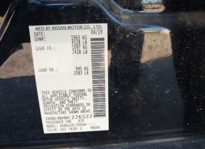 Photo 9 of 2019 Nissan Altima 2.5 S (VIN 1N4BL4BV8KC226522)