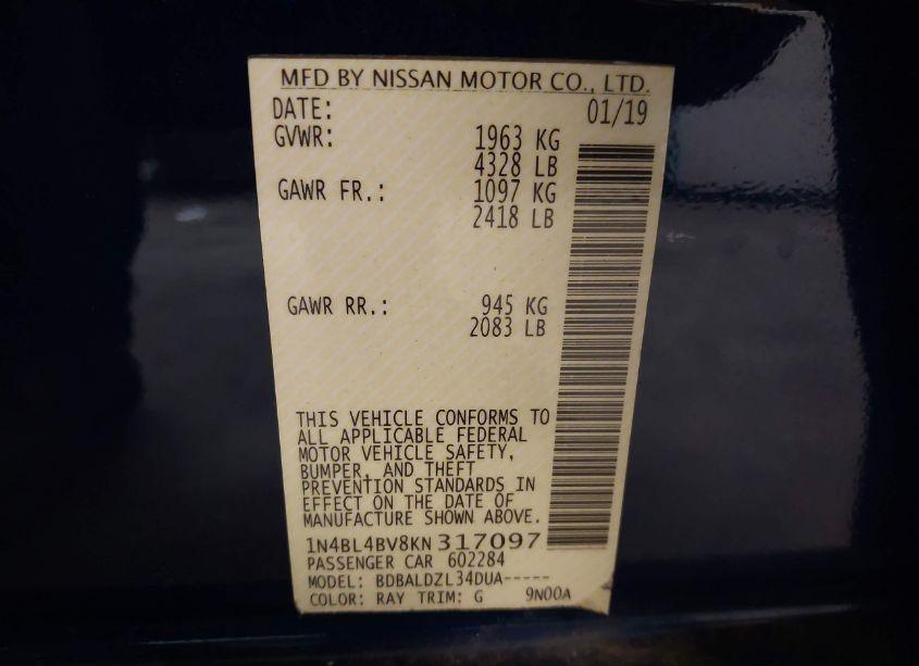 Photo 9 of 2019 Nissan Altima 2.5 S (VIN 1N4BL4BV8KN317097)