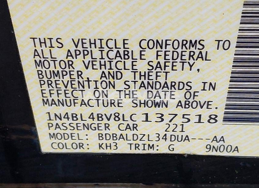 Photo 9 of 2020 Nissan Altima S FWD (VIN 1N4BL4BV8LC137518)