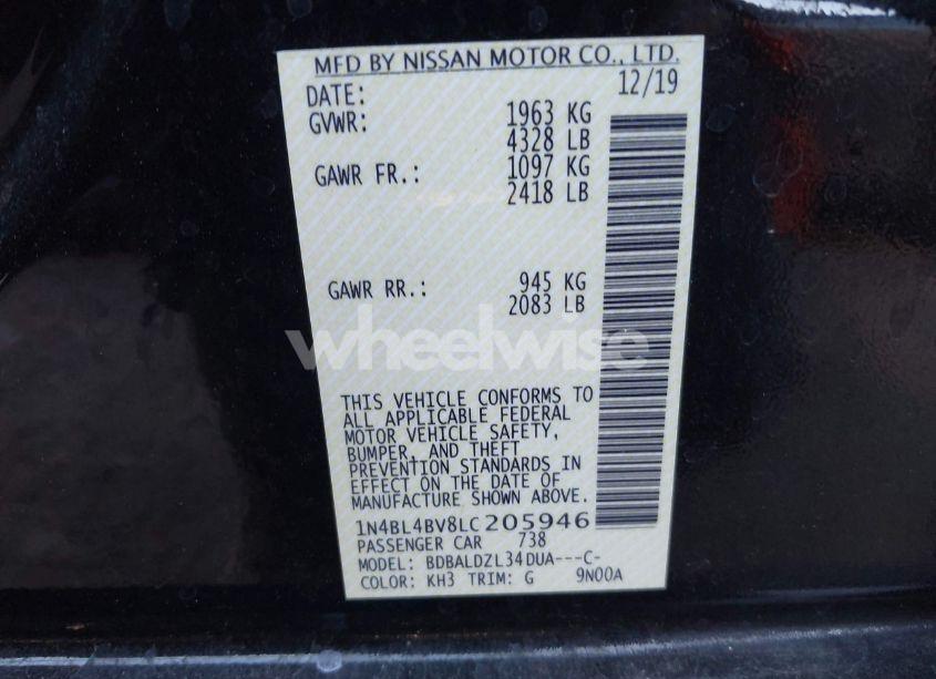 Photo 9 of 2020 Nissan Altima S FWD (VIN 1N4BL4BV8LC205946)