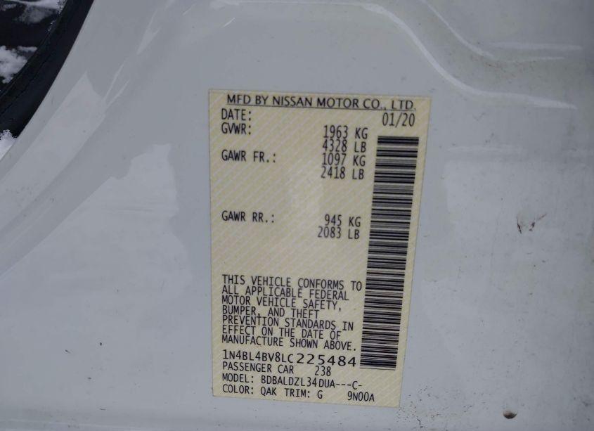 Photo 9 of 2020 Nissan Altima S FWD (VIN 1N4BL4BV8LC225484)