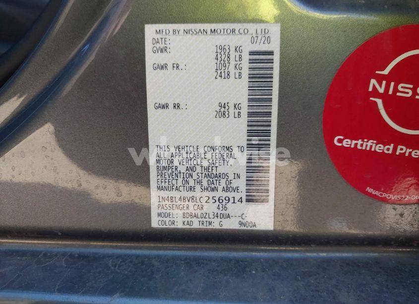 Photo 9 of 2020 Nissan Altima S FWD (VIN 1N4BL4BV8LC256914)