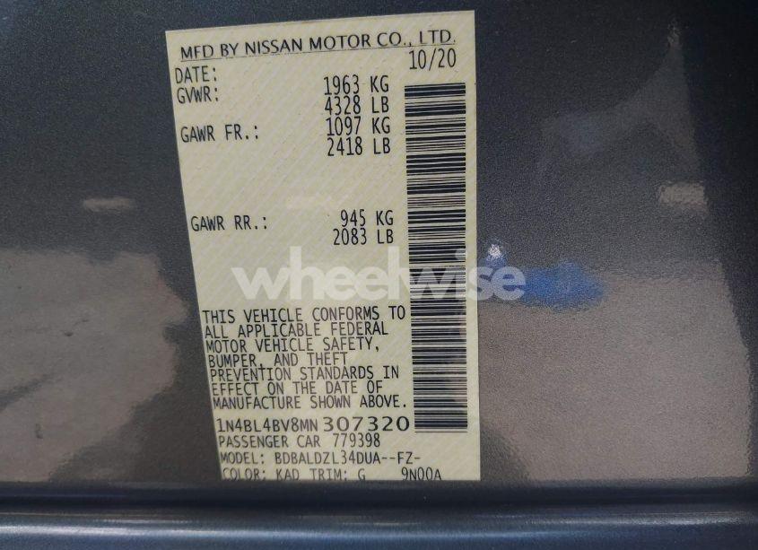 Photo 9 of 2021 Nissan Altima S FWD (VIN 1N4BL4BV8MN307320)