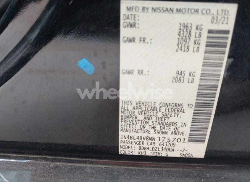 Photo 9 of 2021 Nissan Altima S FWD (VIN 1N4BL4BV8MN375701)