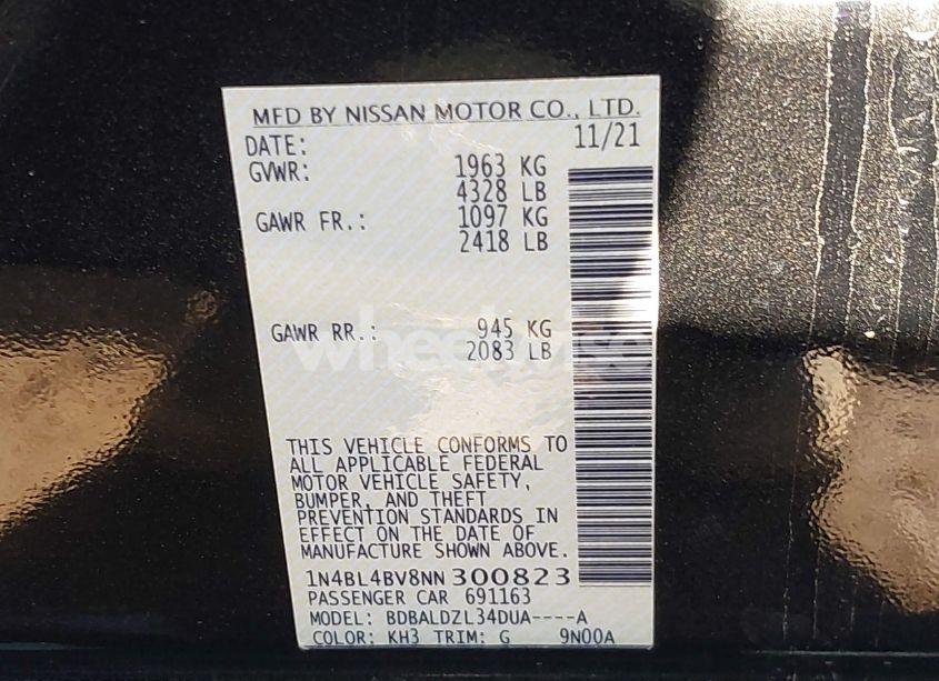 Photo 9 of 2022 Nissan Altima S FWD (VIN 1N4BL4BV8NN300823)