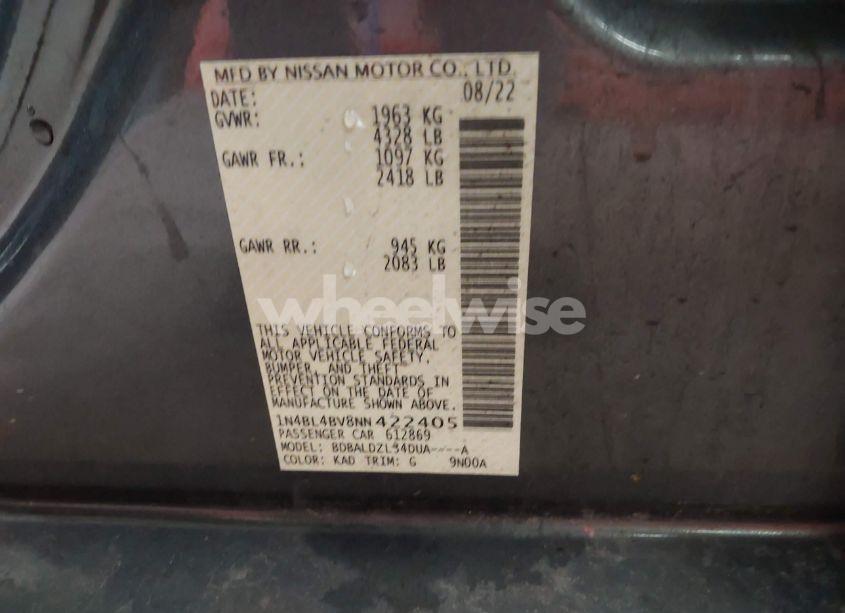Photo 9 of 2022 Nissan Altima S FWD (VIN 1N4BL4BV8NN422405)