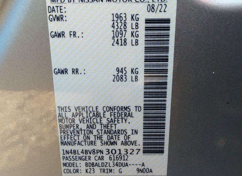 Photo 9 of 2023 Nissan Altima S FWD (VIN 1N4BL4BV8PN301327)