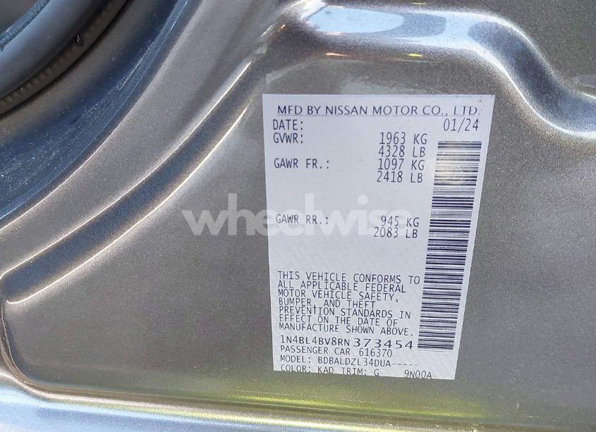 Photo 9 of 2024 Nissan Altima S FWD (VIN 1N4BL4BV8RN373454)