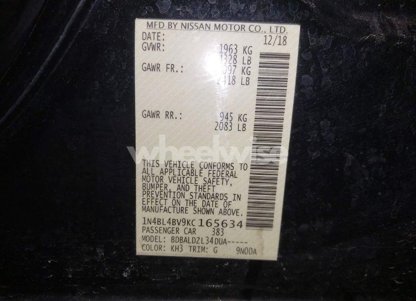 Photo 9 of 2019 Nissan Altima 2.5 S (VIN 1N4BL4BV9KC165634)