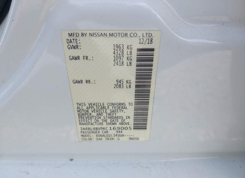 Photo 9 of 2019 Nissan Altima 2.5 S (VIN 1N4BL4BV9KC169005)