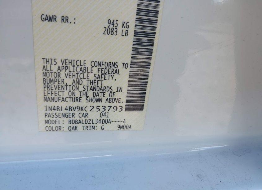 Photo 9 of 2019 Nissan Altima 2.5 S (VIN 1N4BL4BV9KC253793)