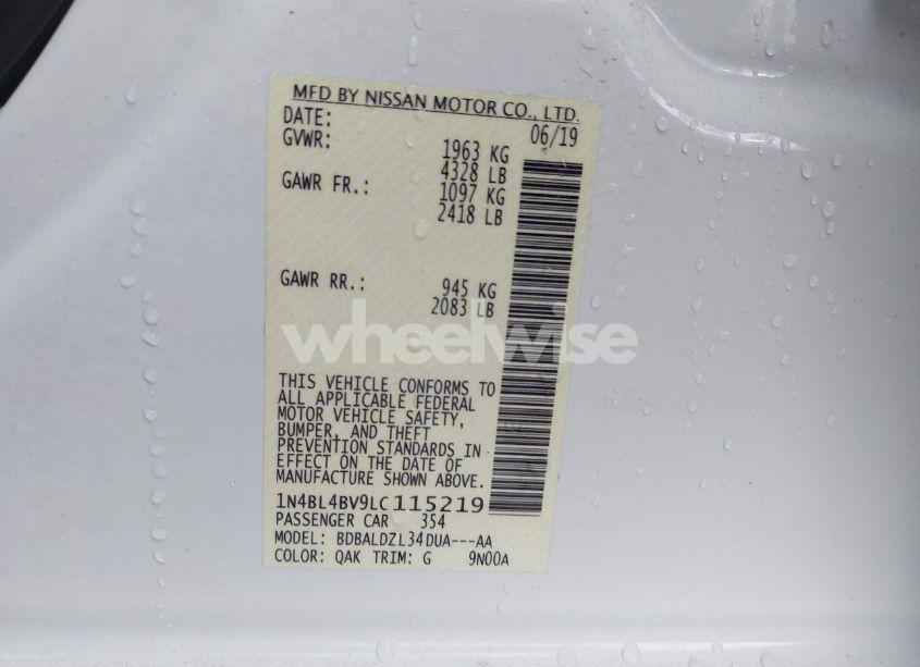 Photo 9 of 2020 Nissan Altima S FWD (VIN 1N4BL4BV9LC115219)