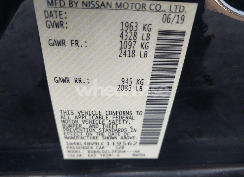 Photo 9 of 2020 Nissan Altima S (VIN 1N4BL4BV9LC119562)