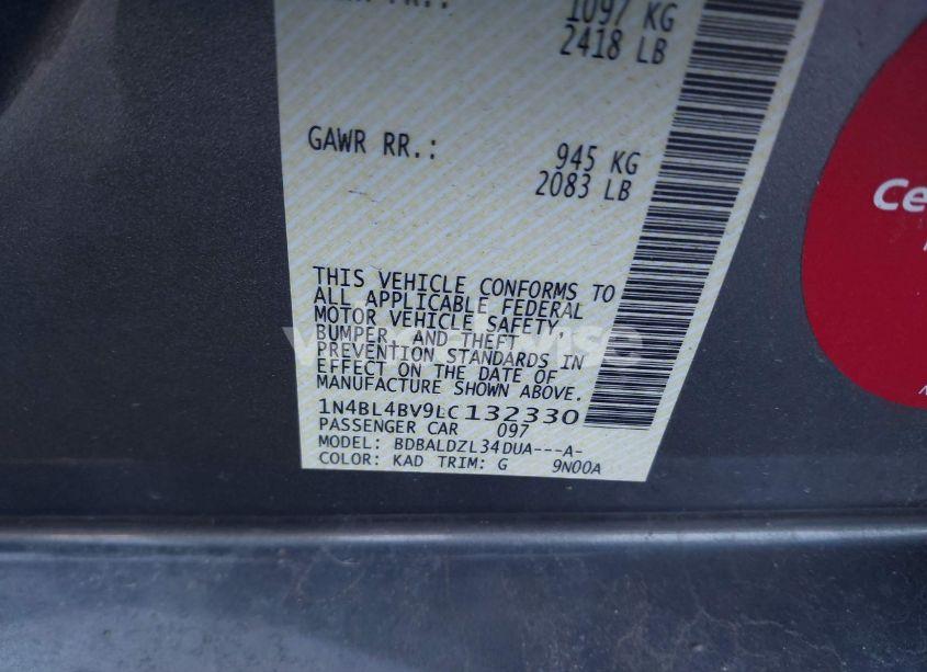 Photo 9 of 2020 Nissan Altima S FWD (VIN 1N4BL4BV9LC132330)