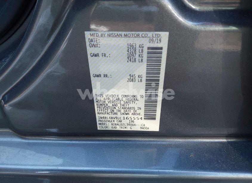 Photo 9 of 2020 Nissan Altima S FWD (VIN 1N4BL4BV9LC165554)