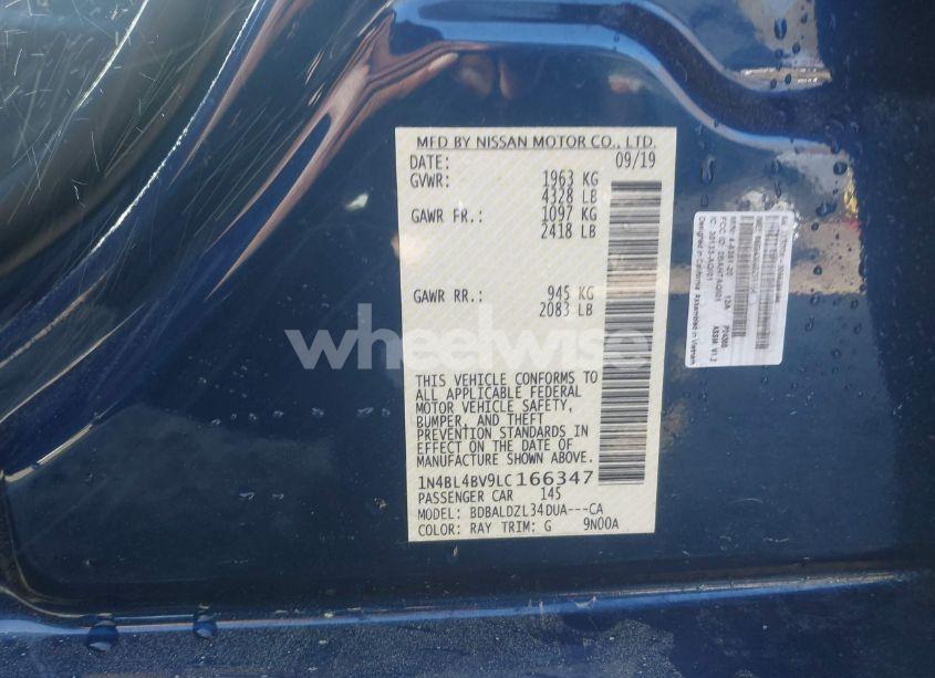 Photo 9 of 2020 Nissan Altima S FWD (VIN 1N4BL4BV9LC166347)