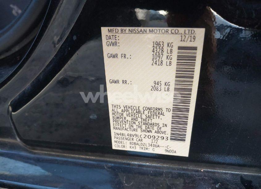 Photo 9 of 2020 Nissan Altima S FWD (VIN 1N4BL4BV9LC209293)