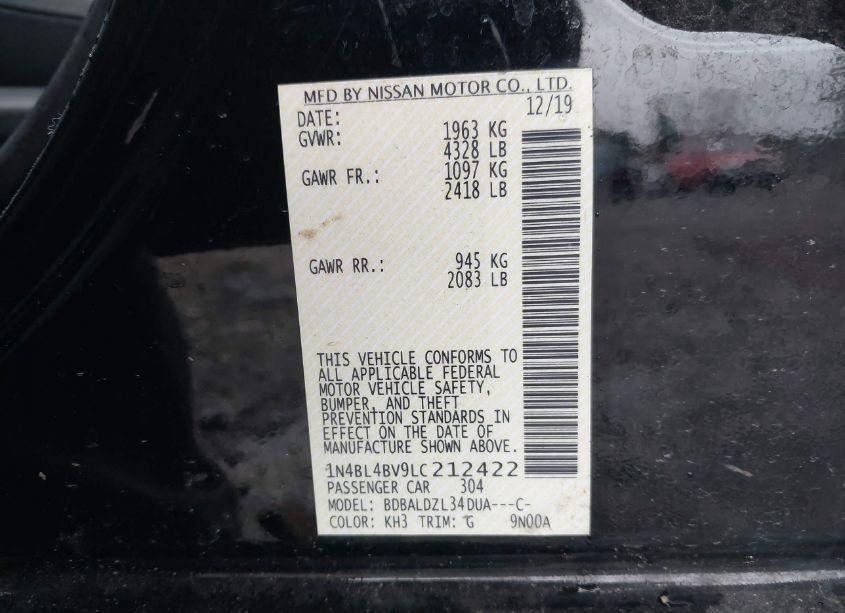 Photo 9 of 2020 Nissan Altima S FWD (VIN 1N4BL4BV9LC212422)